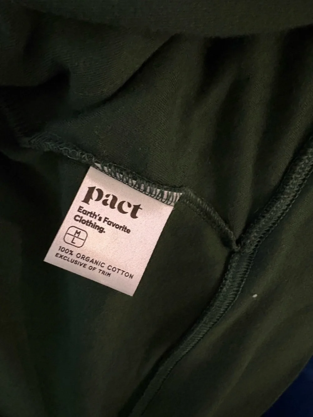 NWT PACT dark olive green organic cotton cardigan M/L - Picture 3 of 4